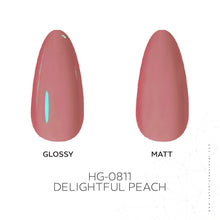 Load image into Gallery viewer, HG0811 – Delightful Peach Hard Gel – 30ml | Professional Peach Coral Pink Hard Gel Overlay | Vegan & Cruelty-Free Nail Builder Gel