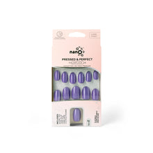 تحميل الصورة إلى عارض المعرض، Nano® Amethyst Kitty Stare Pressed on Nails - 24pcs with Glue | Instant Gel-Like Shine, Lavender Purple Chrome Fake Nails Set