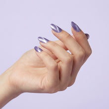 تحميل الصورة إلى عارض المعرض، Nano® Amethyst Kitty Stare Pressed on Nails - 24pcs with Glue | Instant Gel-Like Shine, Lavender Purple Chrome Fake Nails Set