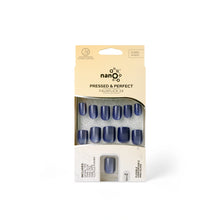 تحميل الصورة إلى عارض المعرض، Nano® Galactic Meow CatEye Pressed on Nails - 24pcs with Glue | Instant Gel-Like Shine, Deep Blue Chrome Fake Nails Set