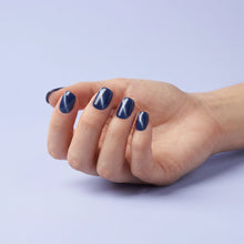 تحميل الصورة إلى عارض المعرض، Nano® Galactic Meow CatEye Pressed on Nails - 24pcs with Glue | Instant Gel-Like Shine, Deep Blue Chrome Fake Nails Set
