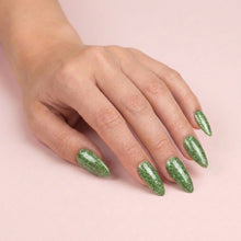 Load image into Gallery viewer, Olive Grove Disco Glitter Powder – 0.8g | Prismatic Olive-Green Nail Powder | Sparkling Disco Diamond Effect | Luxe Glitter Nail Powder