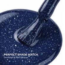 Load image into Gallery viewer, P2551 – Sparkling Navy Duo Pack – TPO &amp; HEMA Free Gel Polish &amp; Nail Lacquer (15ml each) | Long-Lasting, High-Gloss Nail Polish Set