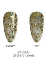 Load image into Gallery viewer, N-2937-Glittery Green Gel Polish 15ml
