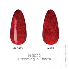 Load image into Gallery viewer, N3022 – Dreaming in Charm Gel Polish – 15ml | Long-Lasting, High Gloss Red Glitter Nail Polish Gel