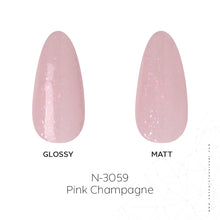 Load image into Gallery viewer, N3059 – Pink Champagne Gel Polish – 15ml | Long-Lasting, Sparkling Nude Pink Nail Polish Gel