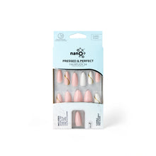 Load image into Gallery viewer, Nano® Blush Marble Luxe Pressed on Nails - 24pcs with Glue | Pink &amp; White Marble Design Glossy Fake Nails Set