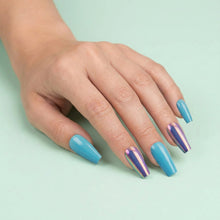 تحميل الصورة إلى عارض المعرض، Nano® Mirror Chrome &amp; Aqua Blue Pressed on Nails - 24pcs with Glue | Instant Gel-Like Shine, Dual-Tone Chrome Blue Fake Nails Set